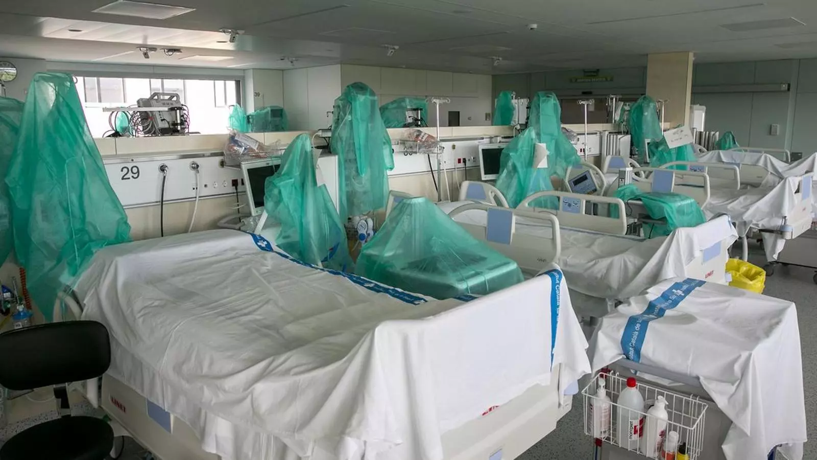 La planta zero del mòdul de l'Hospital Germans Trias i Pujol, de Badalona, totalment buida.