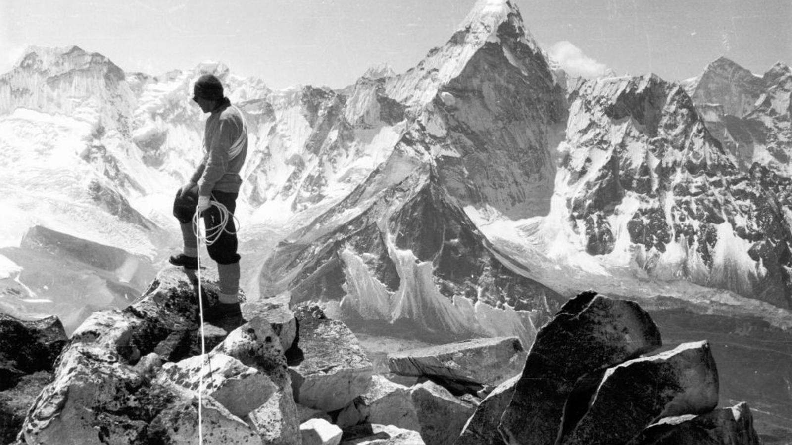 Tenzing Norgay photographed on the summit of Chukhung Peak on April 3, 1953.