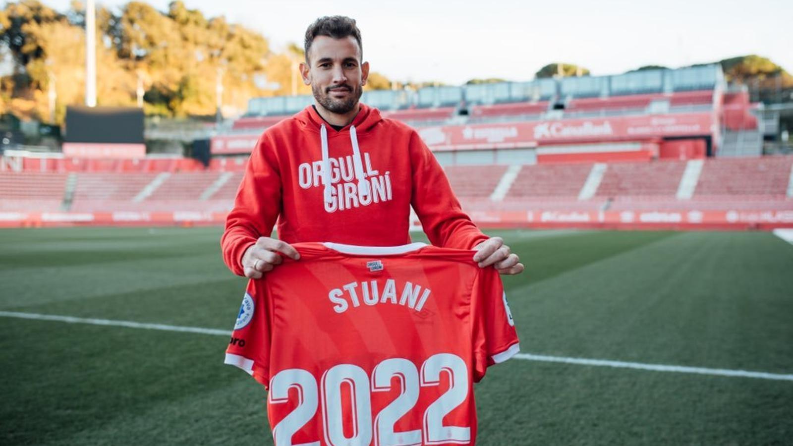 Cristhian Stuani, a l'estadi de Montilivi