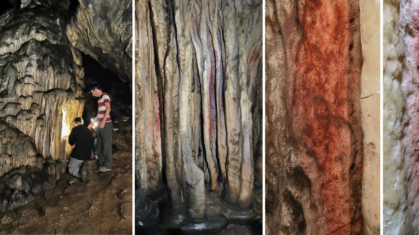 La cova amb els detalls de pintures vermelles