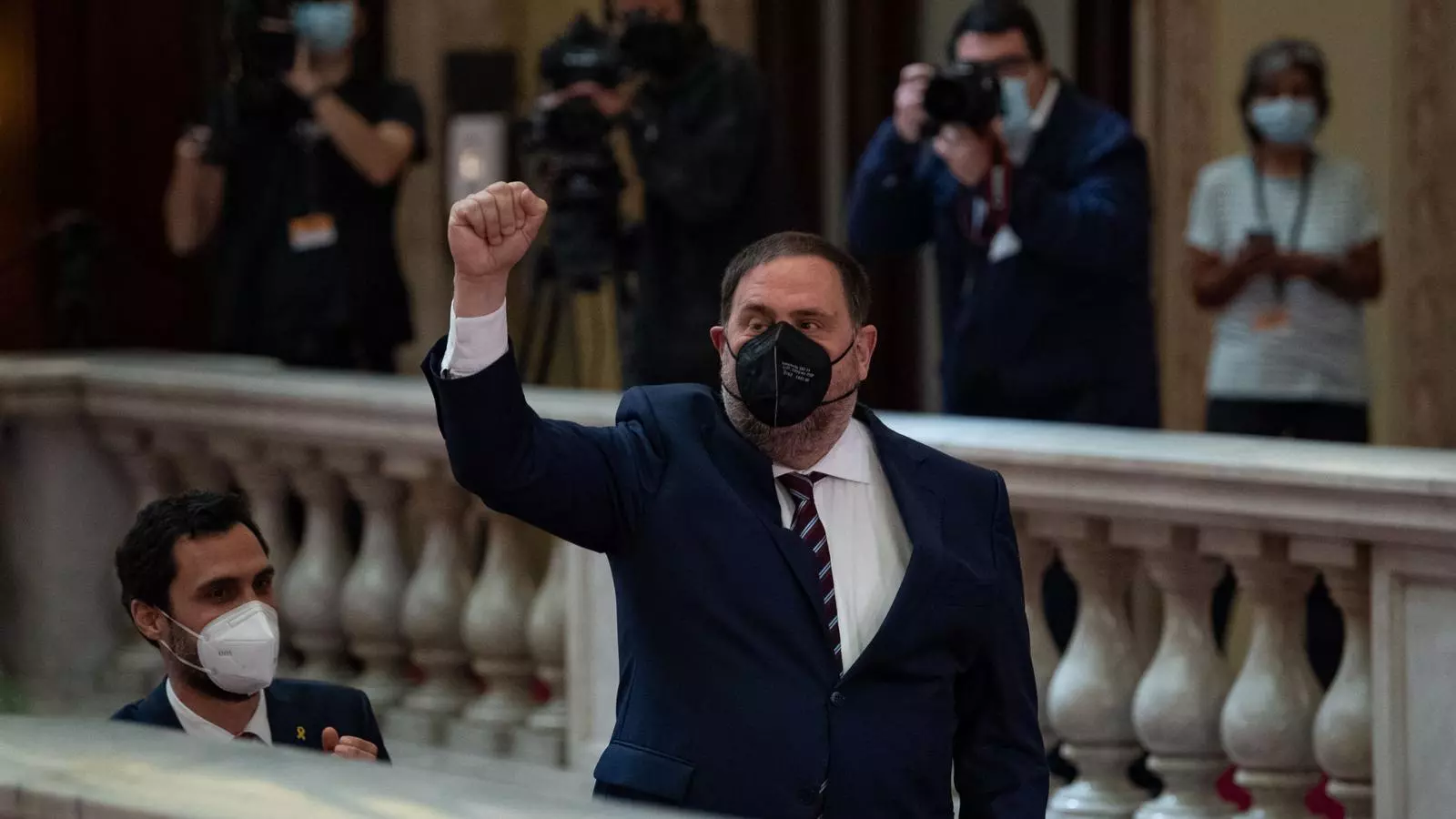 Oriol Junqueras llegando al parlamento de Cataluña