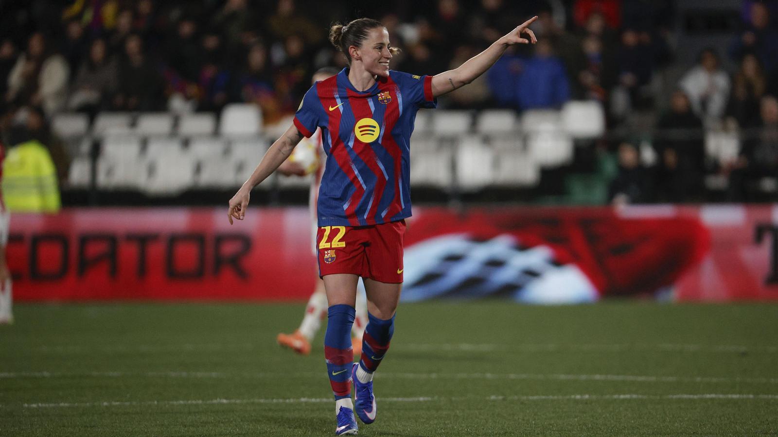 Ona Batlle celebra su gol en Castellón en las semifinales de la Supercopa de España
