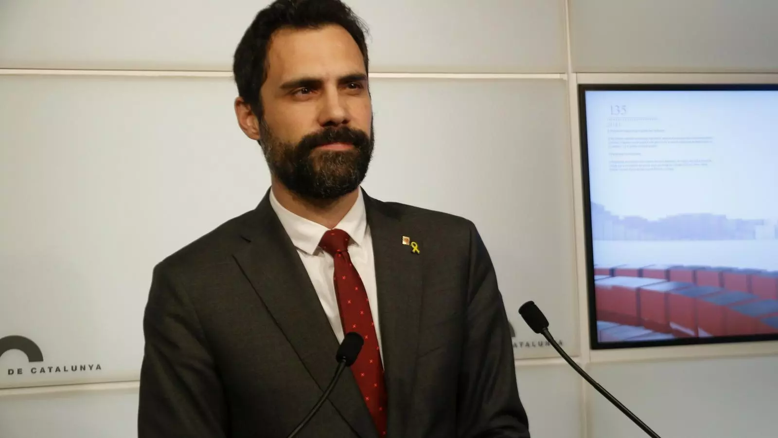 El president del Parlament, Roger Torrent, en la roda de premsa d'aquest dimarts.