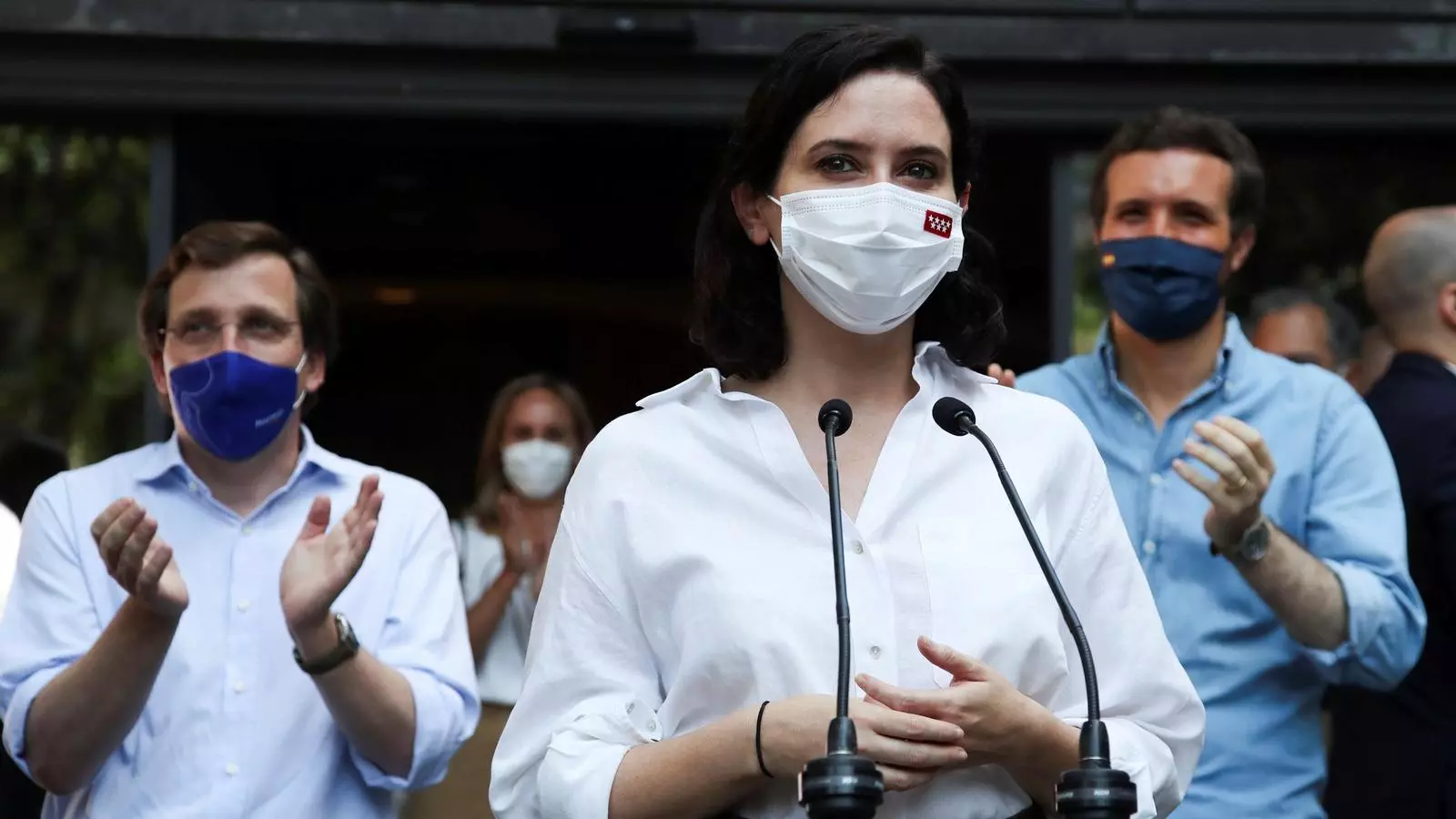José Luis Martinez-Almeida, Isabel Díaz Ayuso i Pablo Casado a la concentració contra els indults a Madrid el passat diumenge 13 de juny