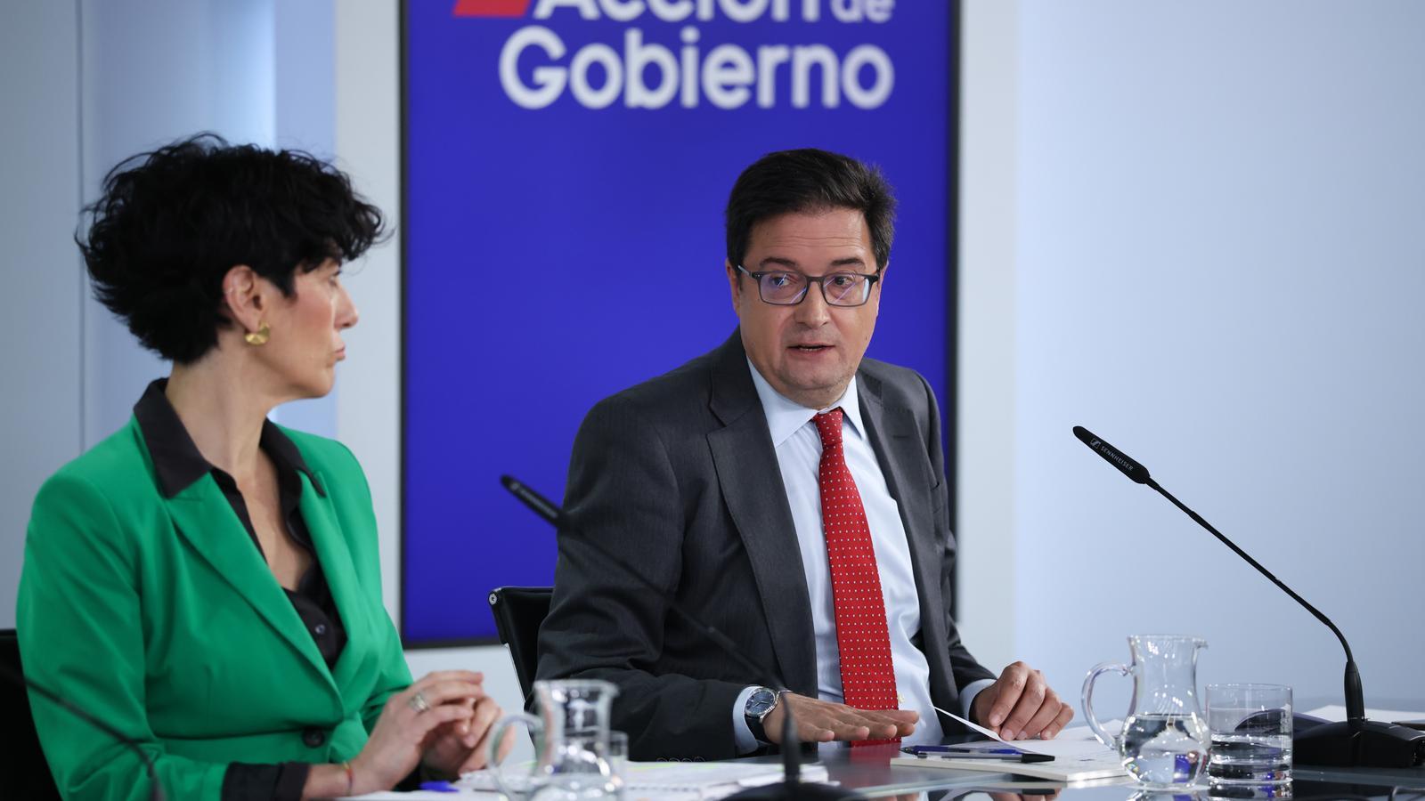 El ministro para la Transformación Digital y la Función Pública, Óscar López, en rueda de prensa este martes.