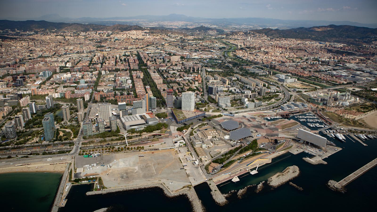 Aerial view of the Fòrum Park in Barcelona.