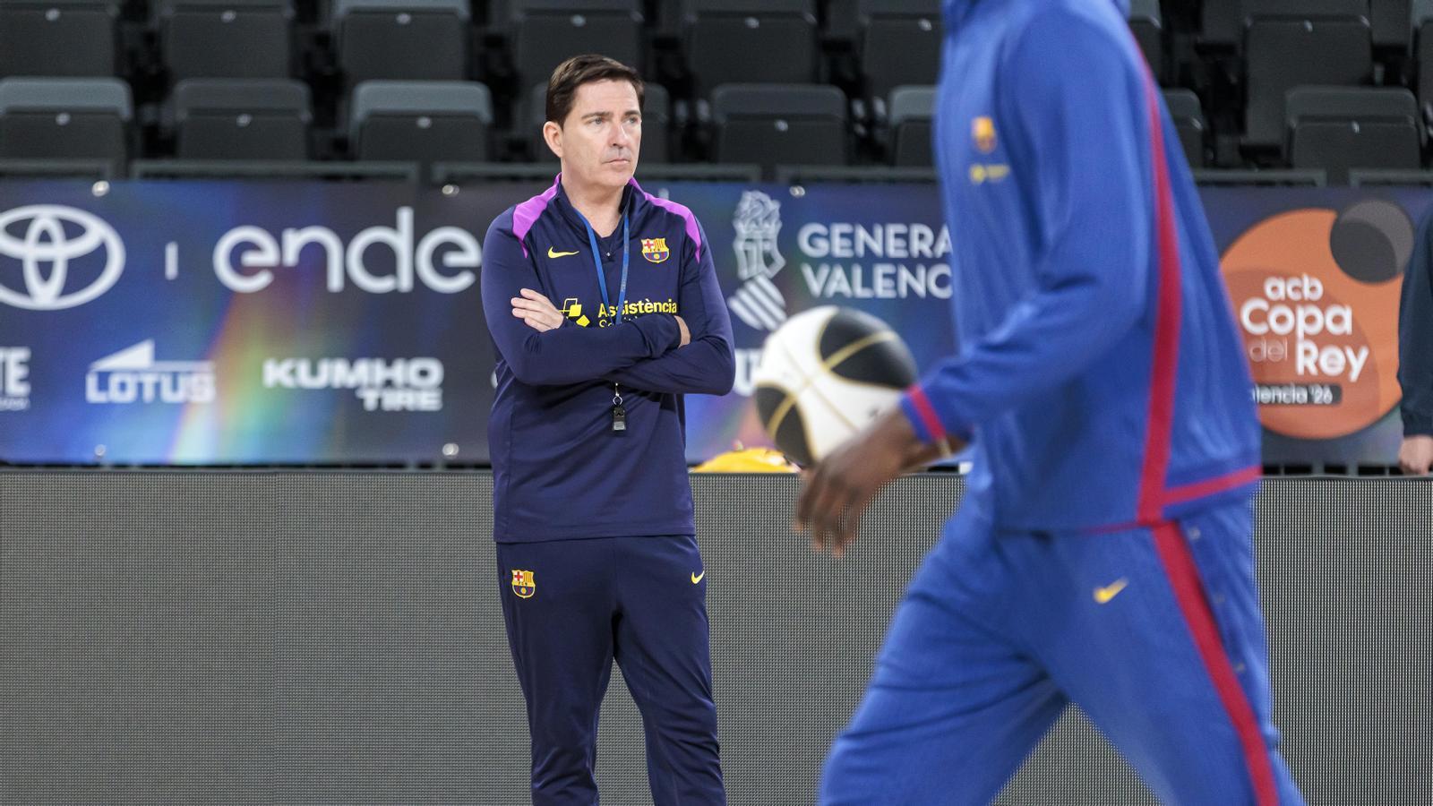 Xavi Pascual, during a Barça training session.