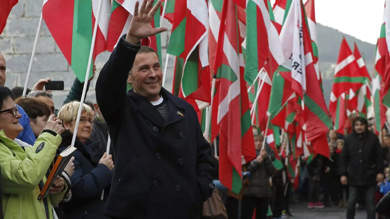 Otegi, durant l'homenatge que li han fet a Elgoibar, el seu poble natal