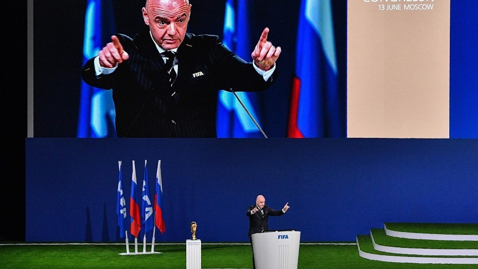 Gianni Infantino inaugurant el 68è Congrès de la FIFA a Moscou