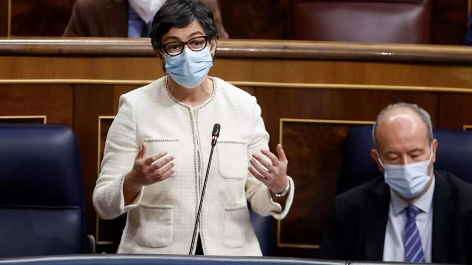 La ministra d'Afers Exteriors, Arancha González Laya, durant la sessió de control al Congrés.