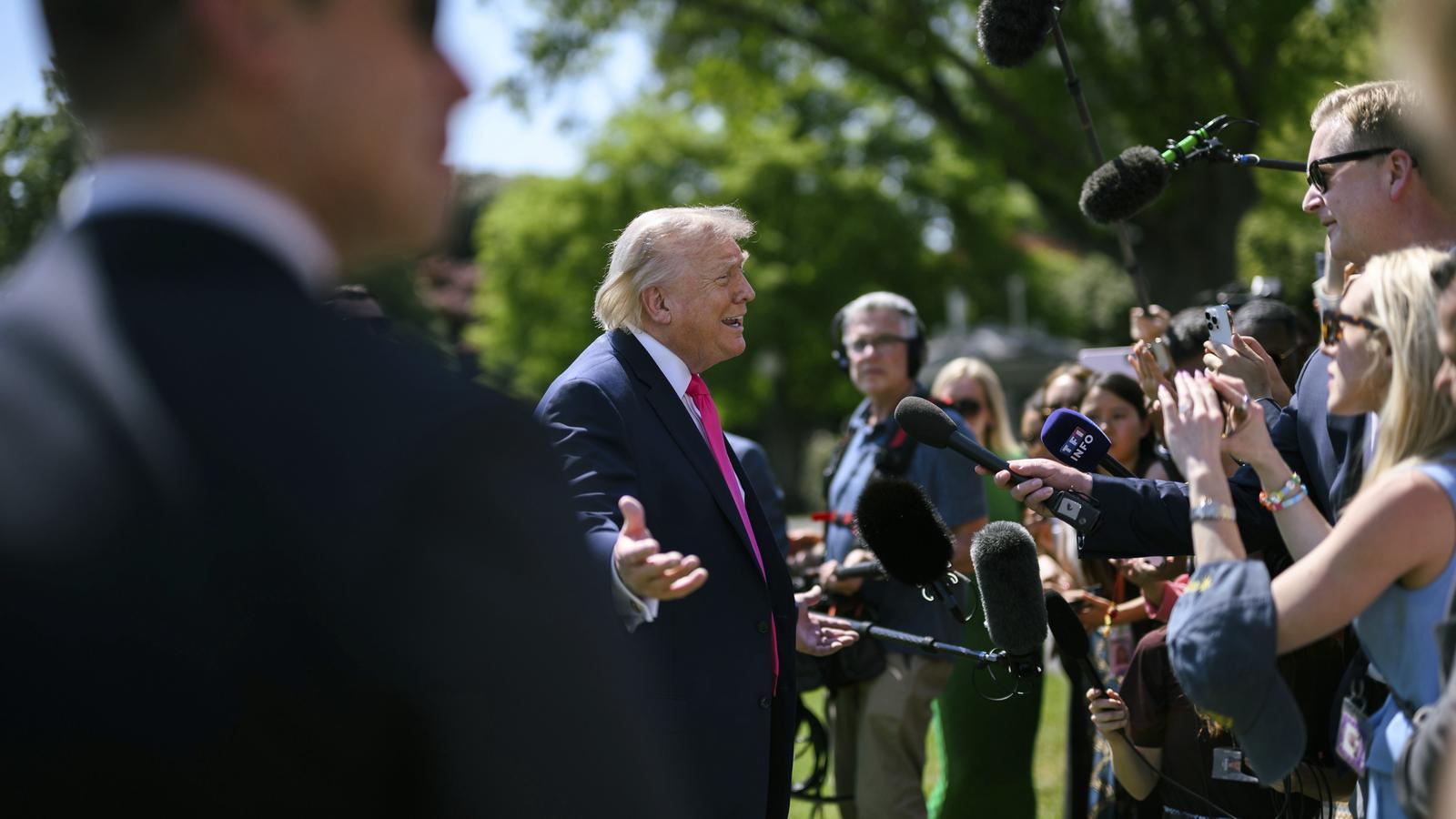 Trump, during a meeting with the press