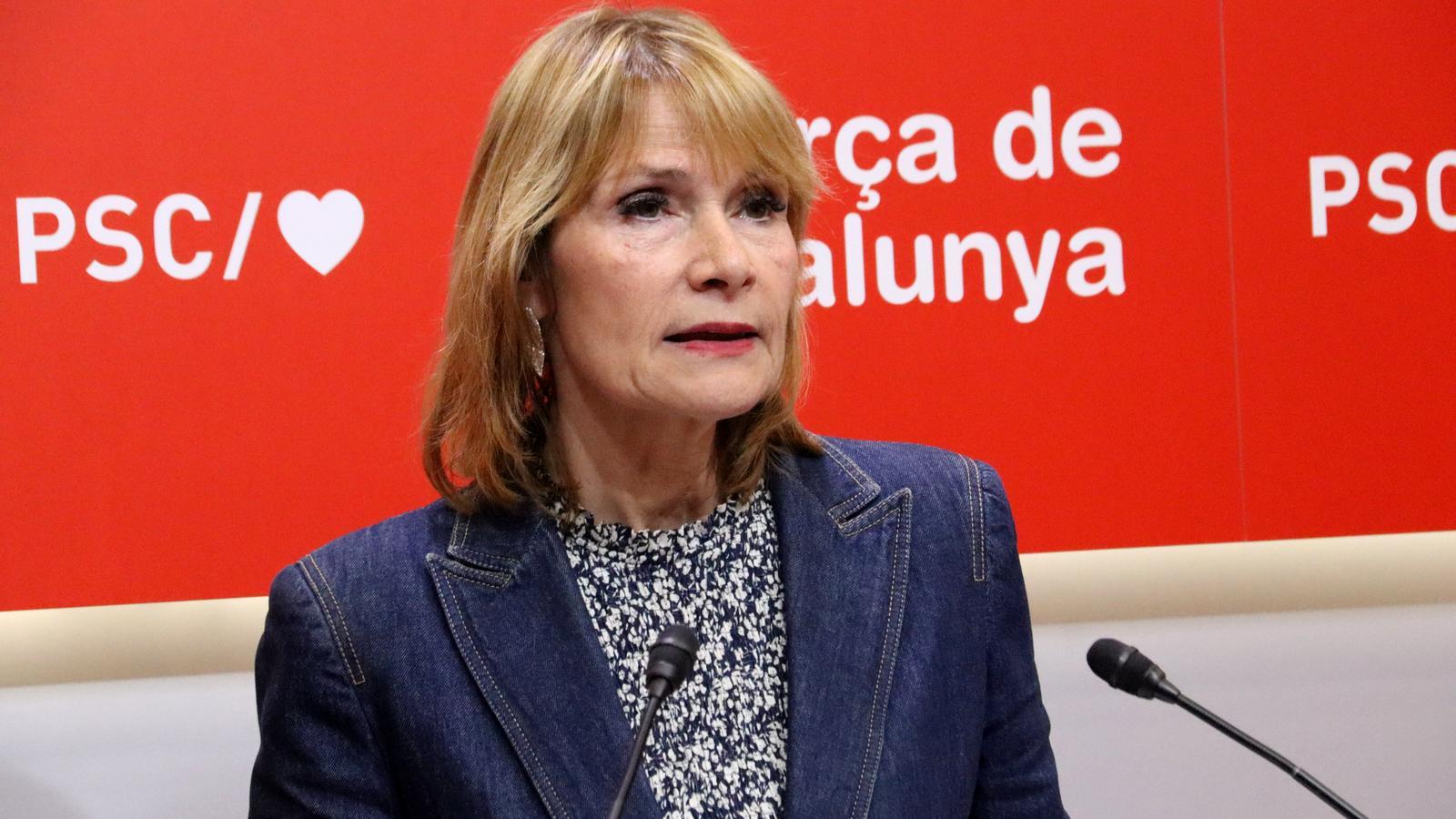 The spokesperson for the PSC, Lluïsa Moret, in Monday's press conference.