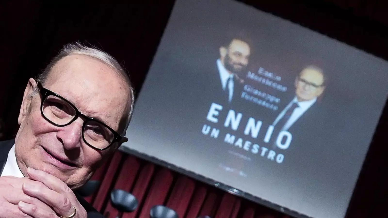 Ennio Morricone, a la presentació del llibre 'Ennio. Un maestro', en què conversa amb Giuseppe Tornatore, director de 'Cinema Paradiso'