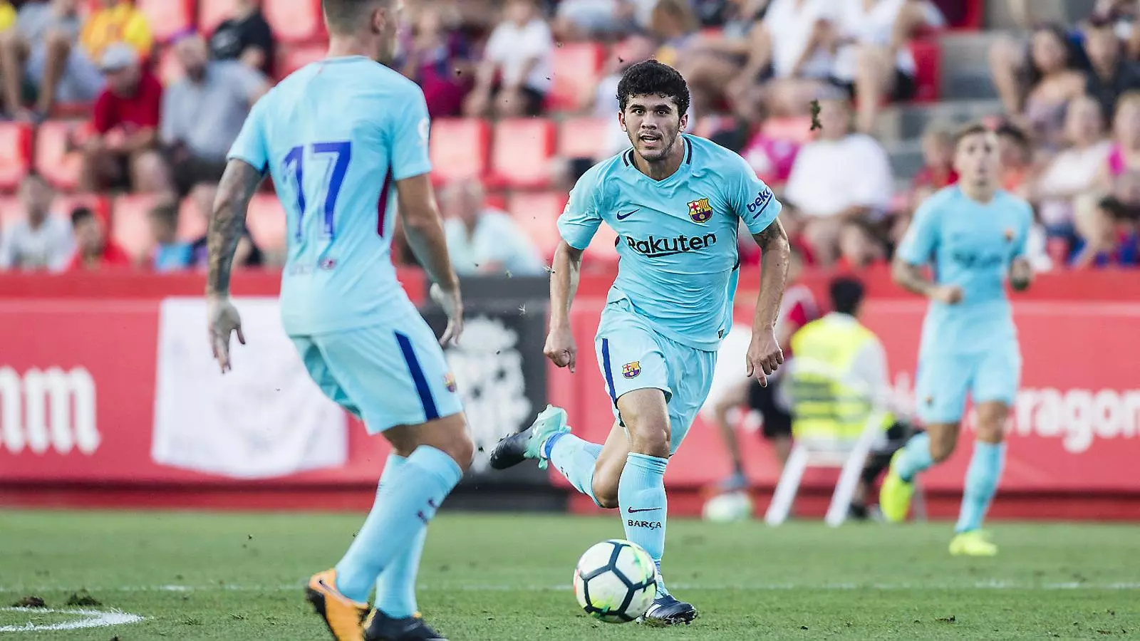 Carles Aleñá, en acció durant l’amistós de pretemporada disputat a Tarragona contra el Nàstic.