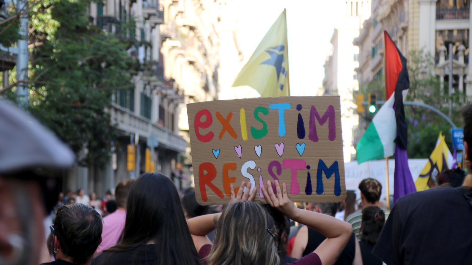 One of the different banners that paraded through the demonstration.