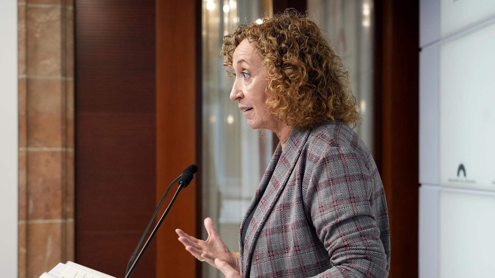 La portaveu d'ERC al Parlament, Ester Capella, en roda de premsa aquest dimarts
