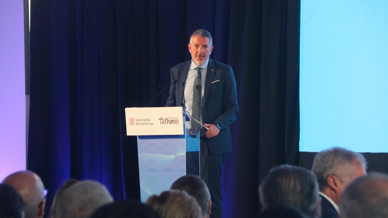 The Minister of Business and Labour, Miquel Sàmper, during the conference 'Business opportunities in the security and defense sector in Catalonia'