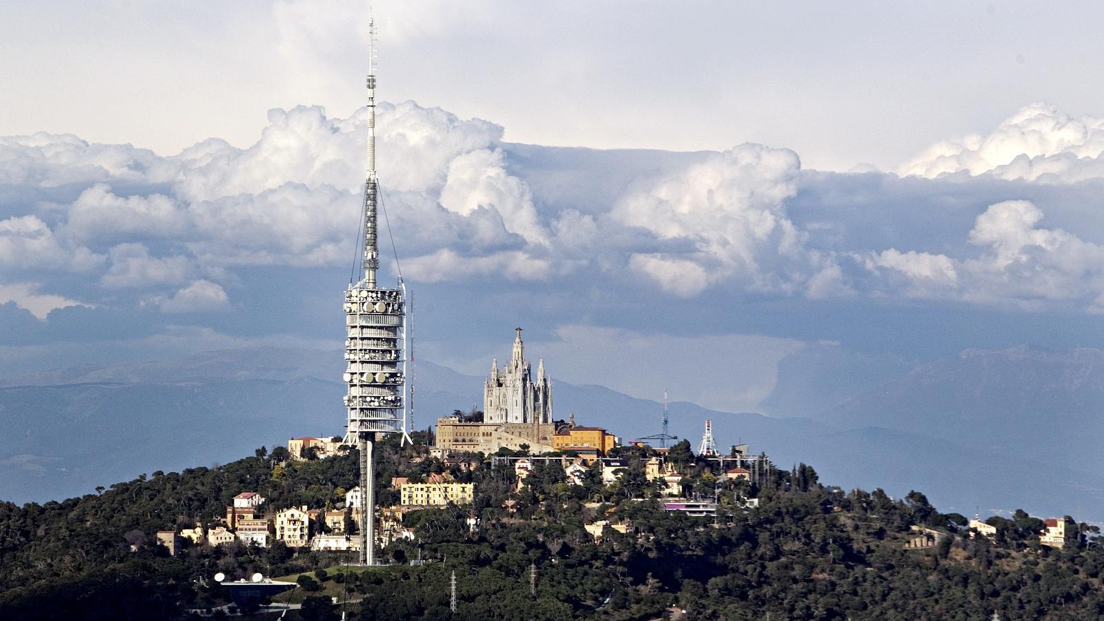 View of the Collserola mountain range with Tibidabo Park and the communications tower.