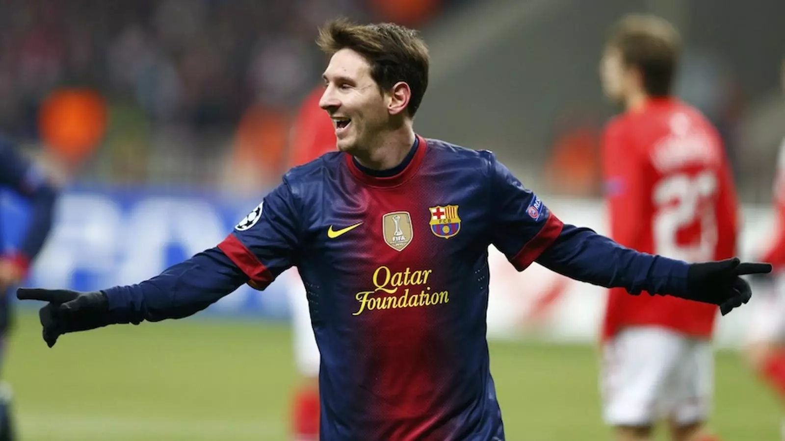 Leo Messi celebra un gol durant l'Spartak-Barça / GRIGORY DUKOR / REUTERS