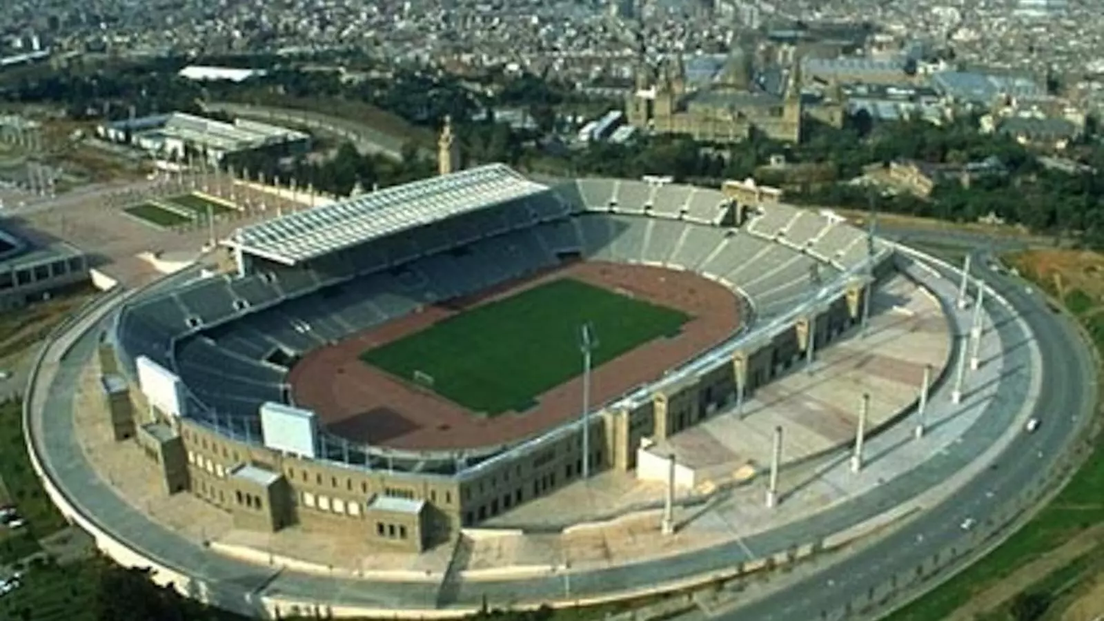 Vista aèrea de l'estadi Olímpic Lluís Companys de Montjuïc.