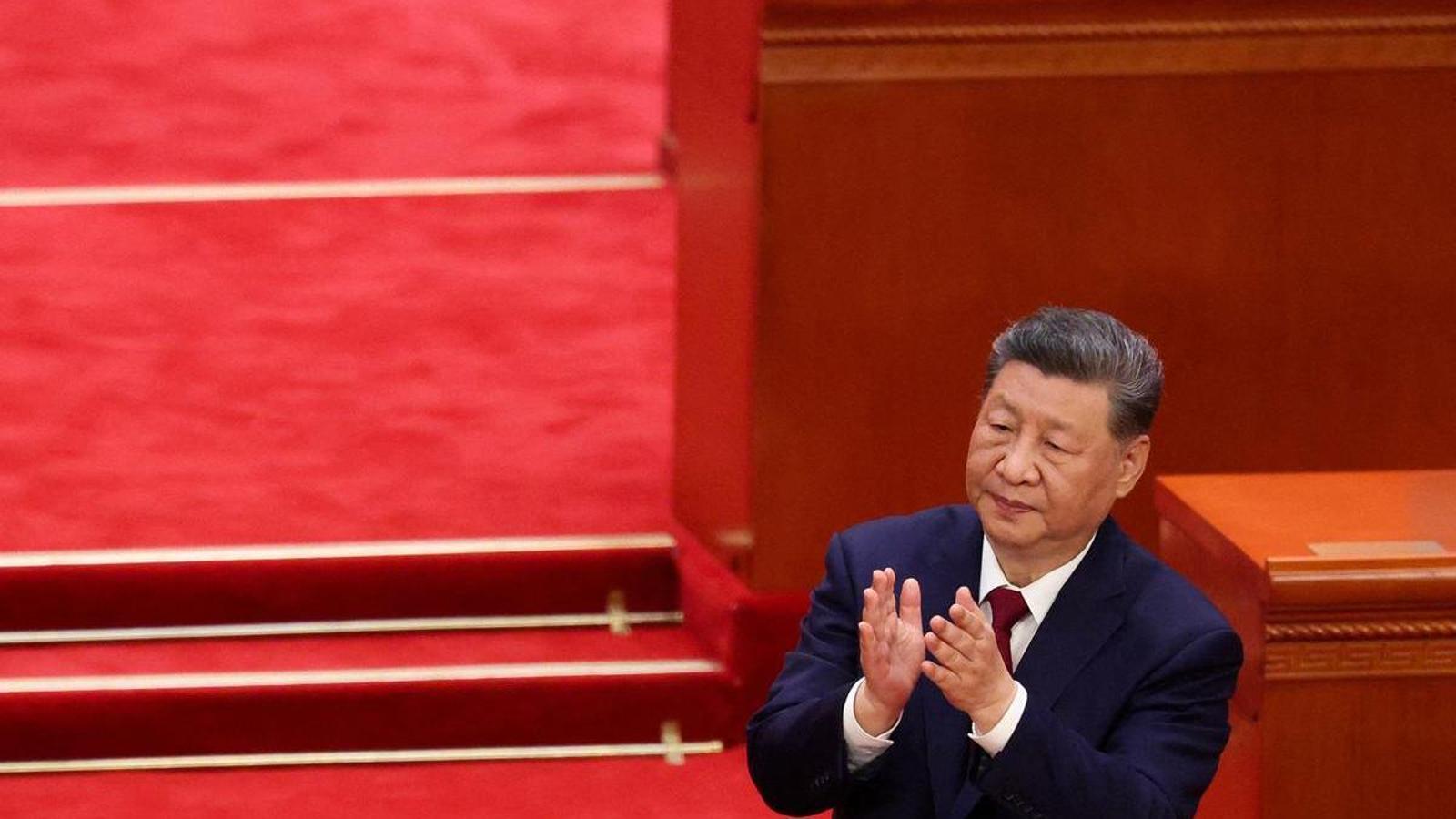 The president of China, Xi Jinping, applauds during the commemorative ceremony of the 105th anniversary of the Chinese Communist Party.
