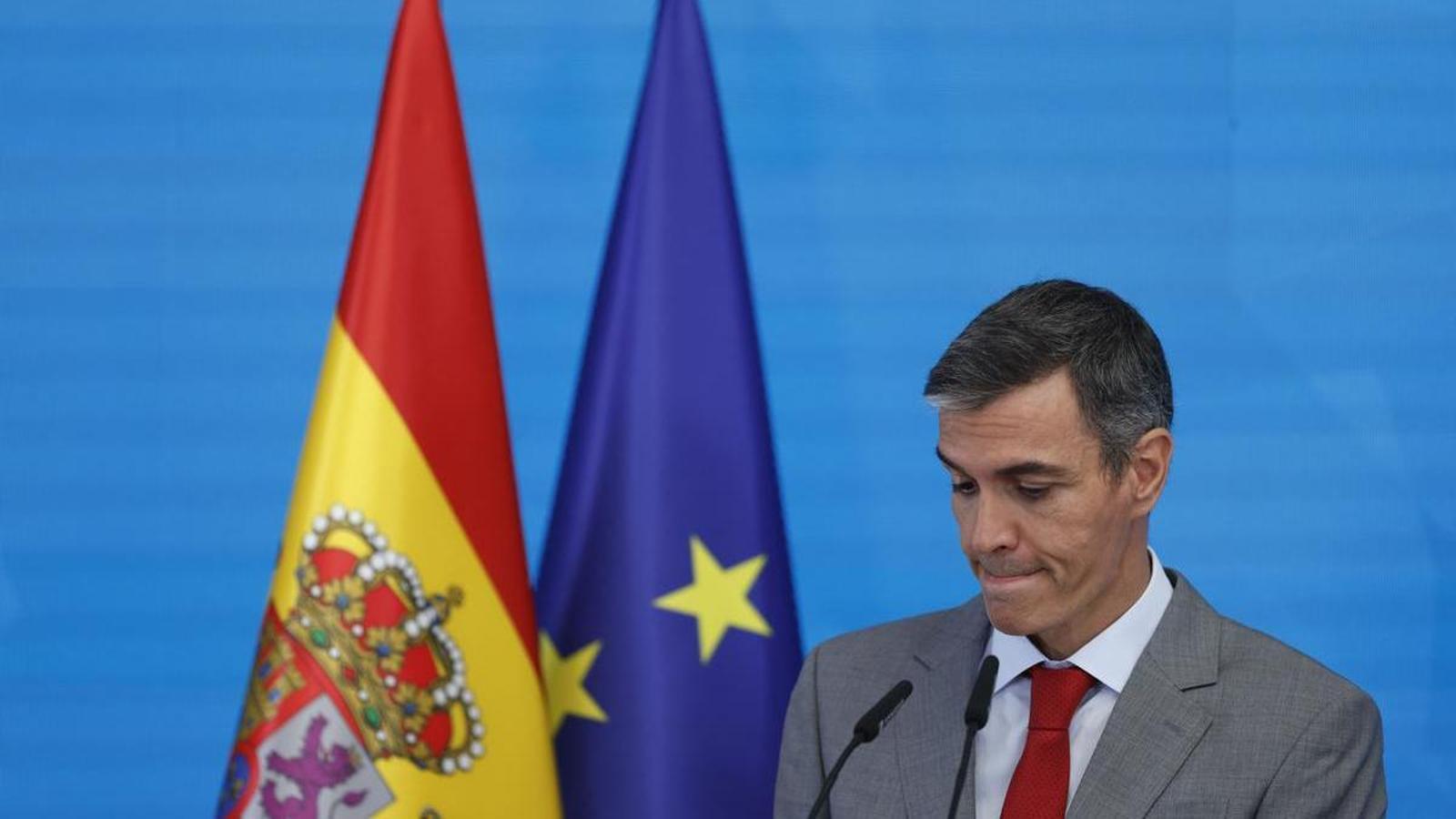 El presidente del gobierno español, Pedro Sánchez, durante el balance del curso político de este martes en Madrid.