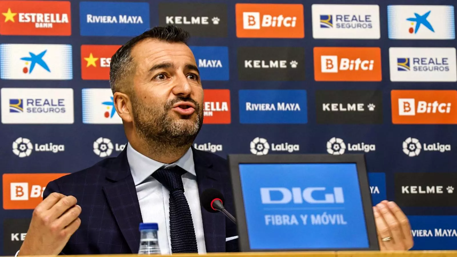 Diego Martínez, durant la seva presentació com a nou entrenador de l'Espanyol