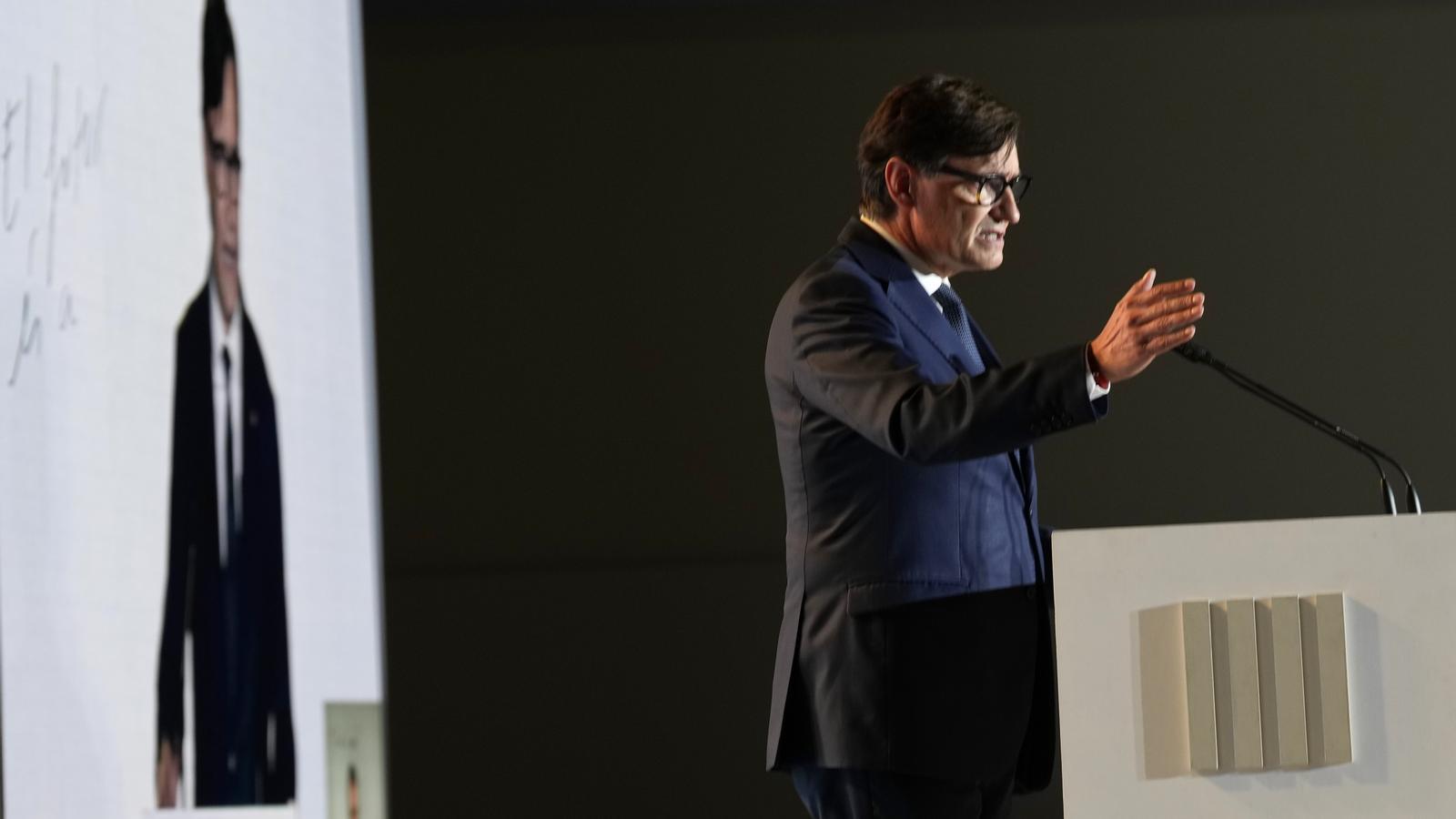Salvador Illa during the speech in which he explained the strategic lines of his government for the new term.