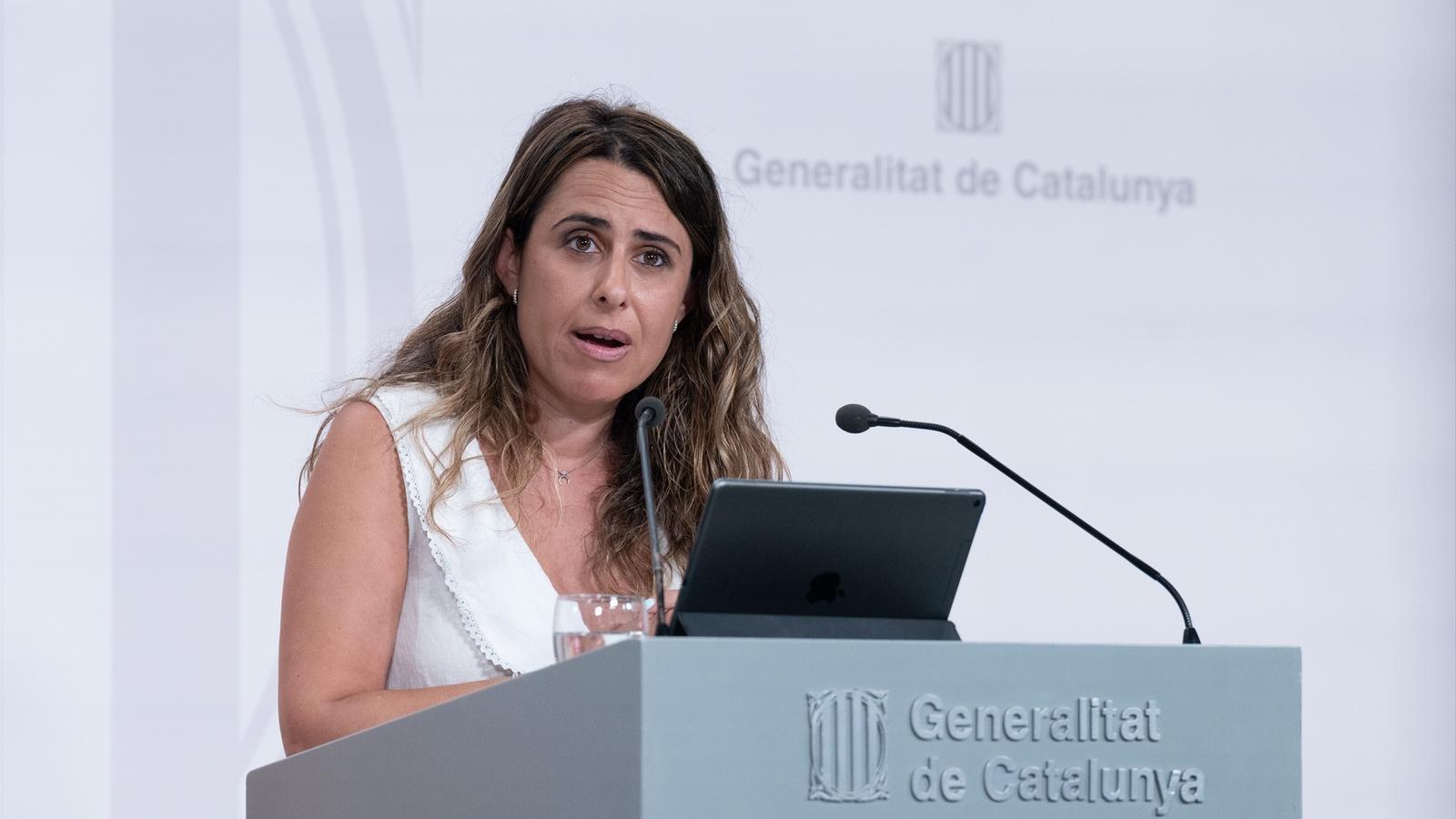 La portavoz del Govern, Patrícia Plaja, en una rueda de prensa.