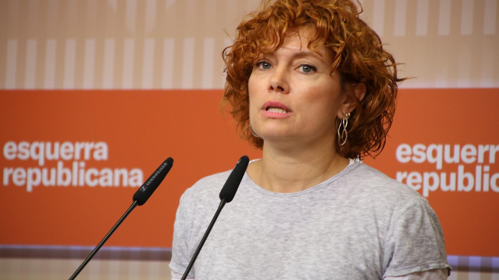La secretaria general de ERC, Elisenda Alamany, este lunes en rueda de prensa