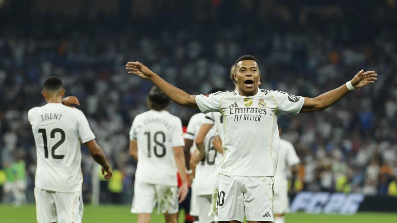Mbappé celebrating his goal against Osasuna