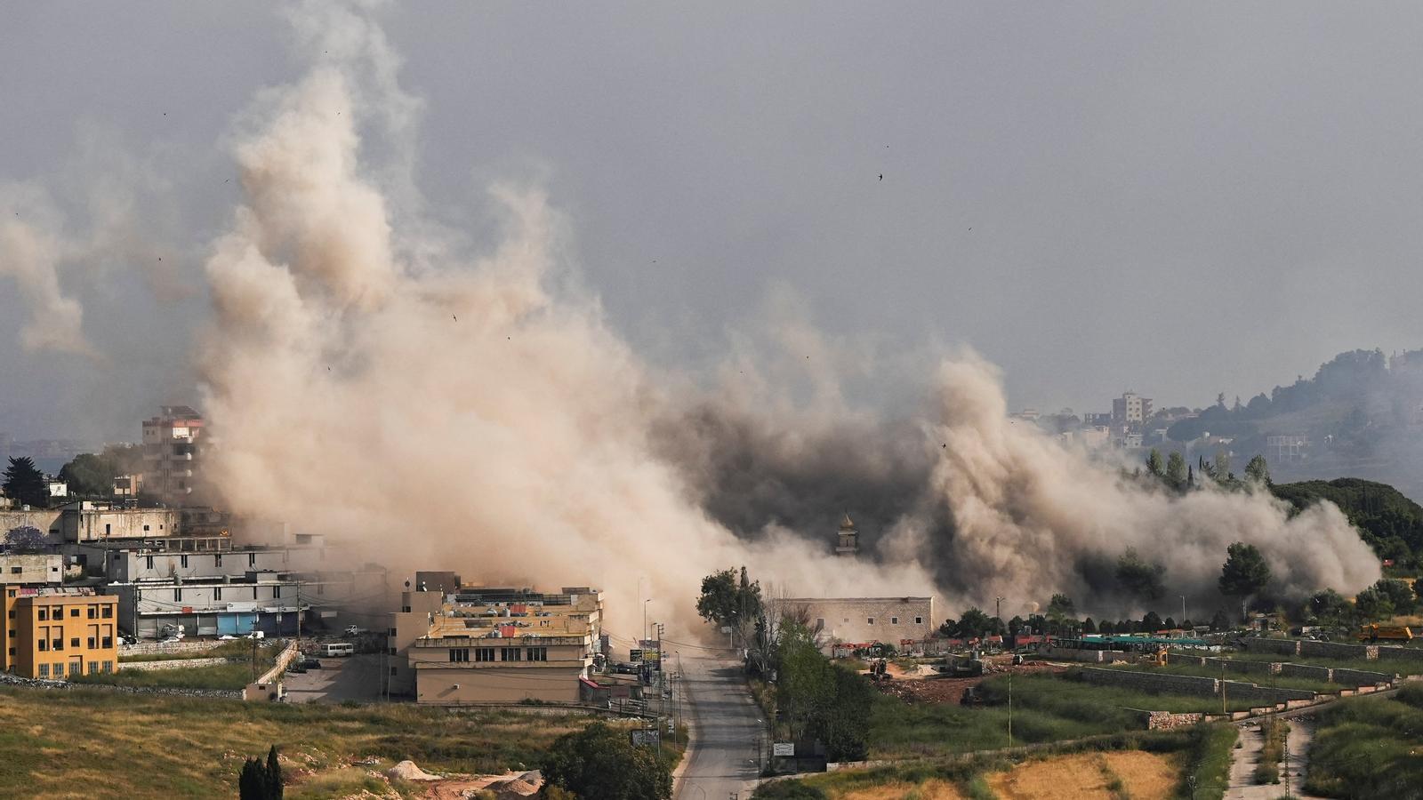 Bombardeo israelí en Nabatieh, Líbano.