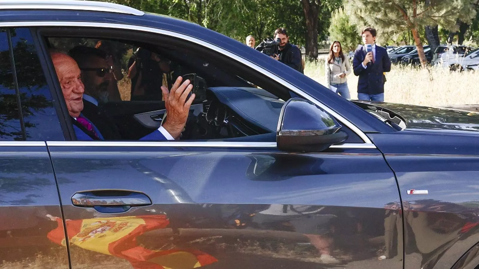 El rei emèrit, a la seva arribada a la Zarzuela, dilluns 23 de maig.