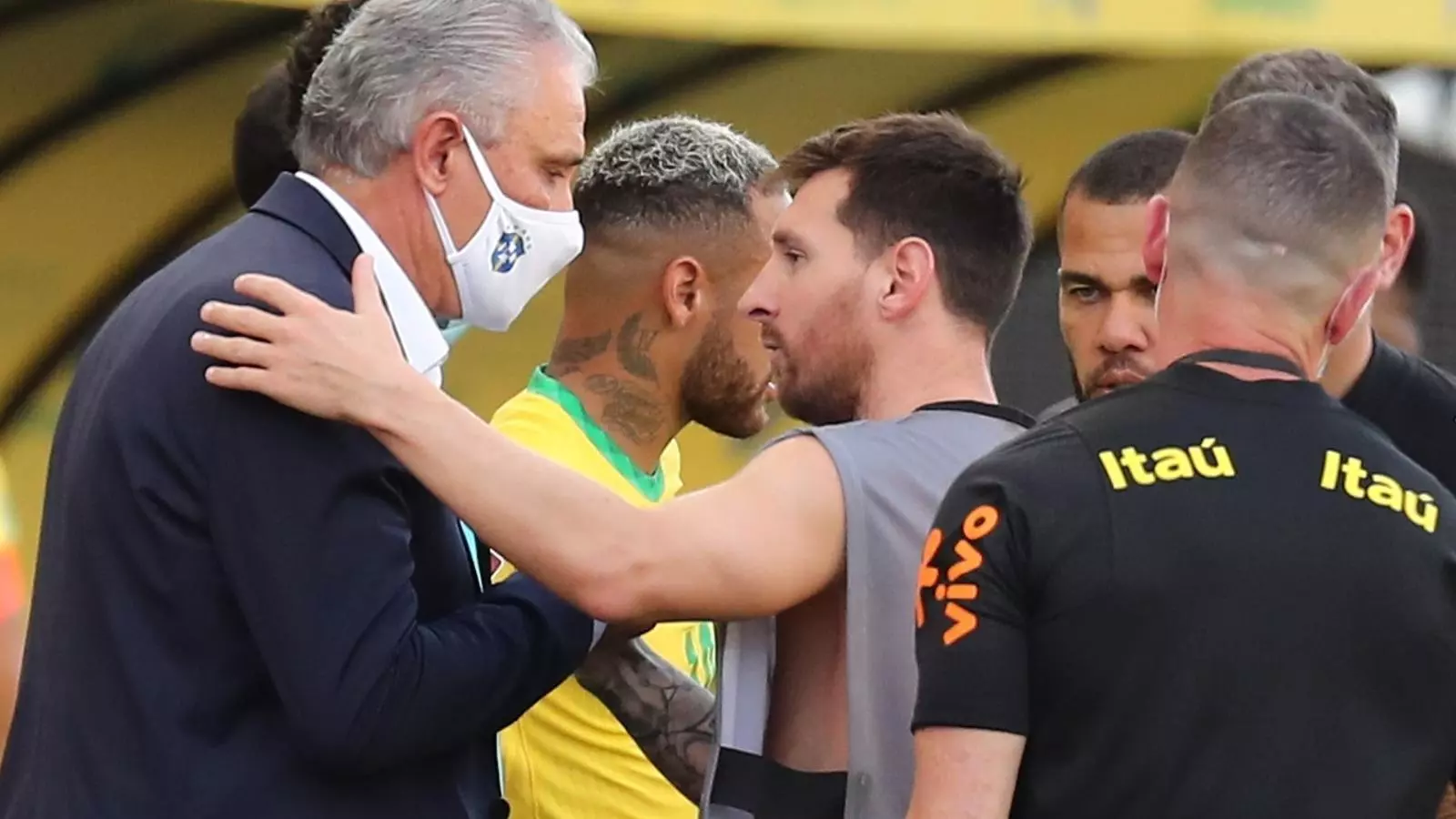 Leo Messi amb l'entrenador del Brasil, Tite