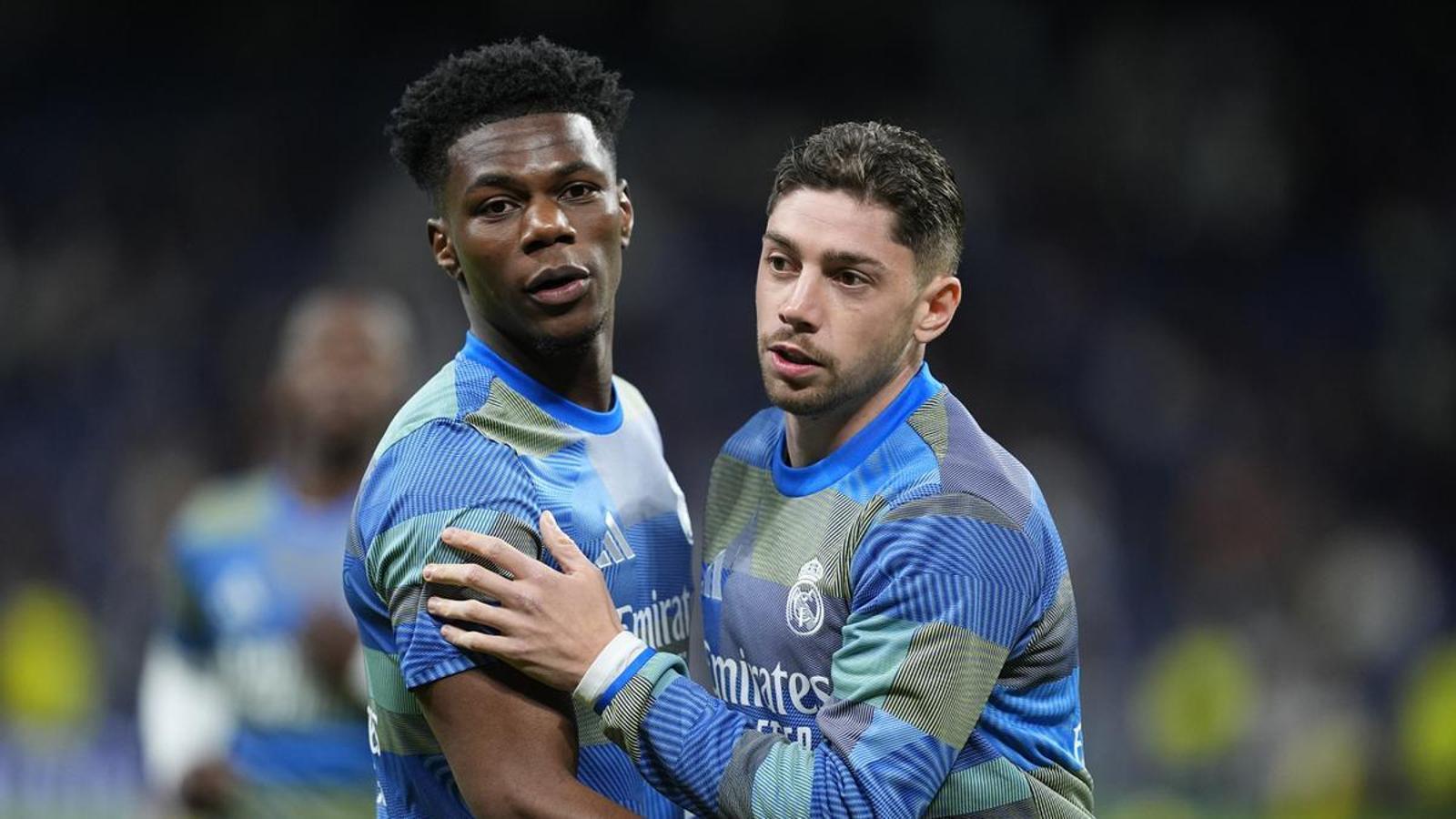 Tchouameni and Valverde, during a Madrid training session