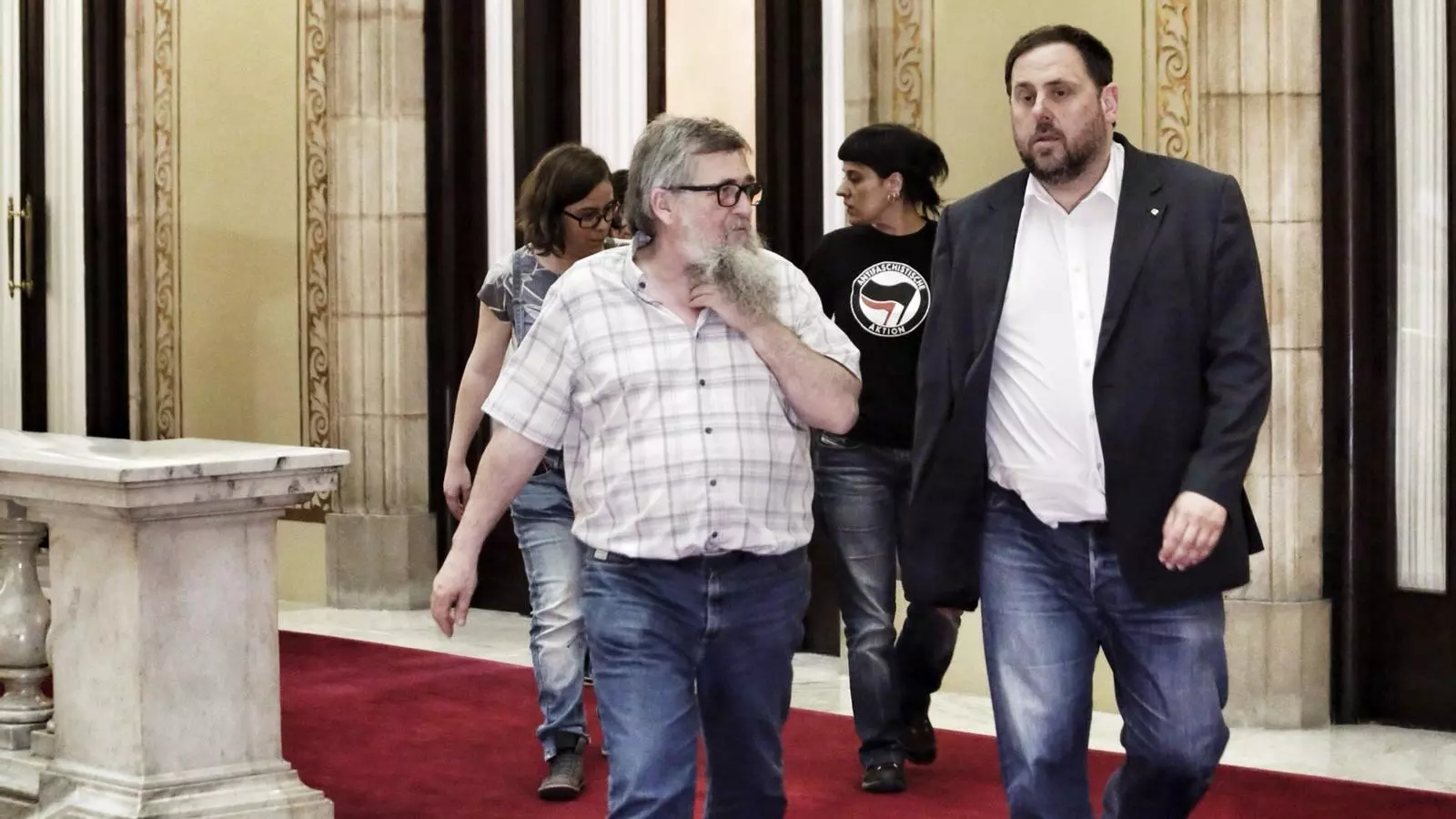 Oriol Junqueras i Joan Garriga, després de la reunió