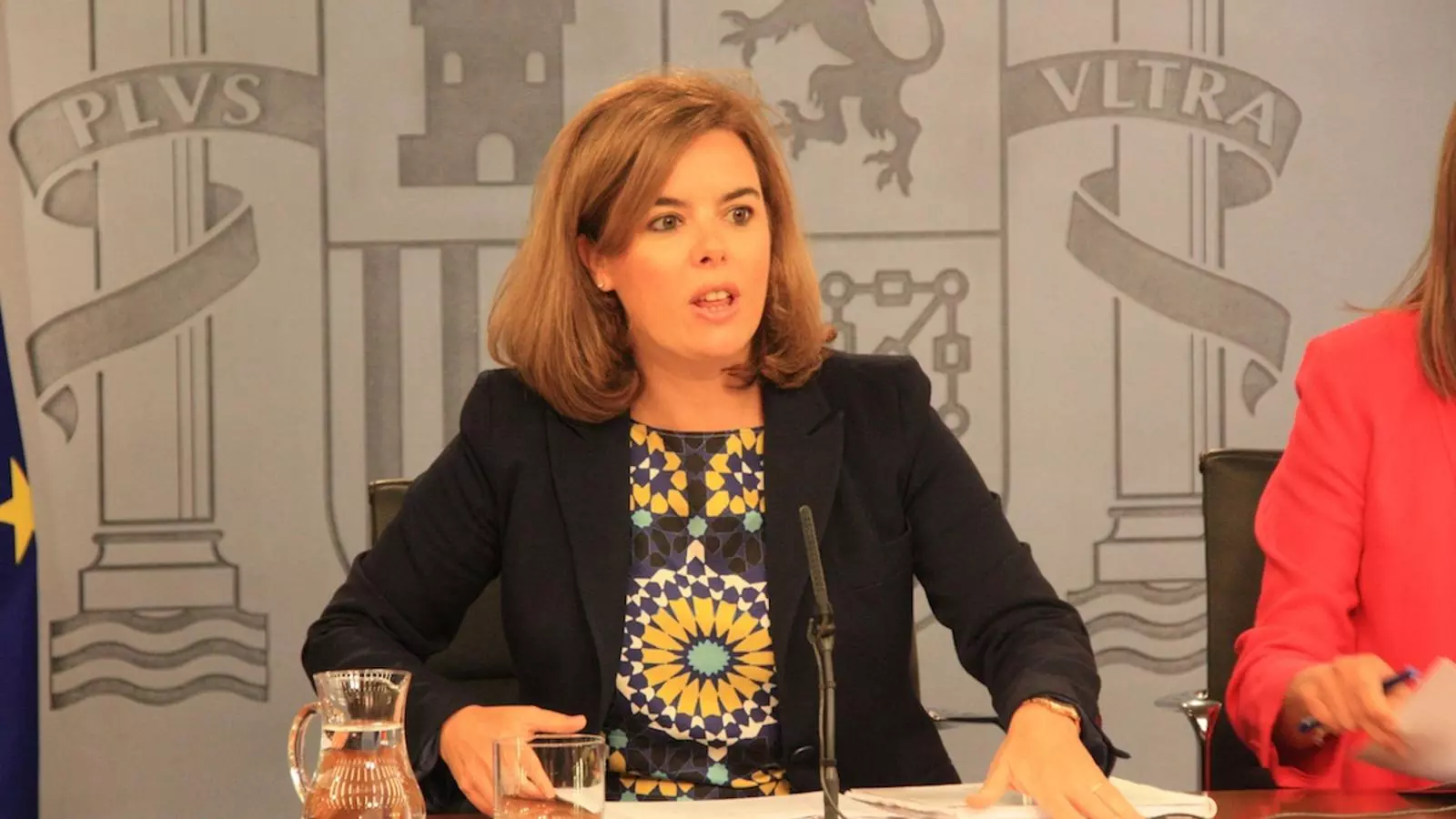 La vicepresidenta del govern espanyol, Soraya Sáenz de Santamaría, avui, divendres, en la roda de premsa posterior al consell de ministres / ACN