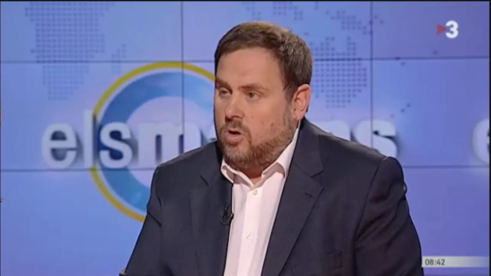El president d'ERC, Oriol Junqueras, durant l'entrevista a TV3 / ARA