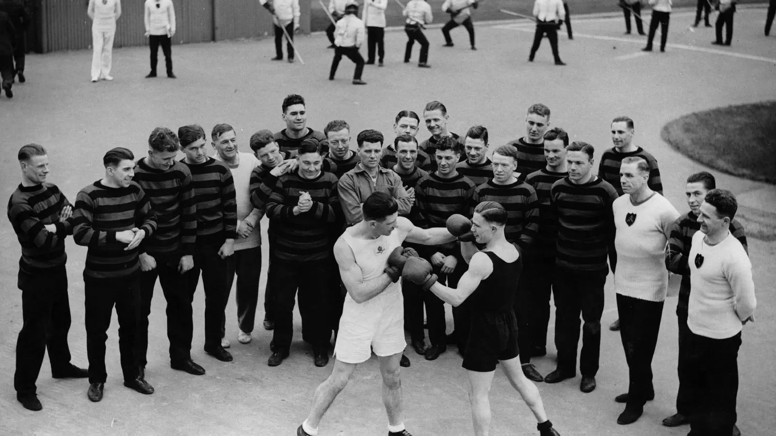 Entrenament e boxeo a Aldershot.