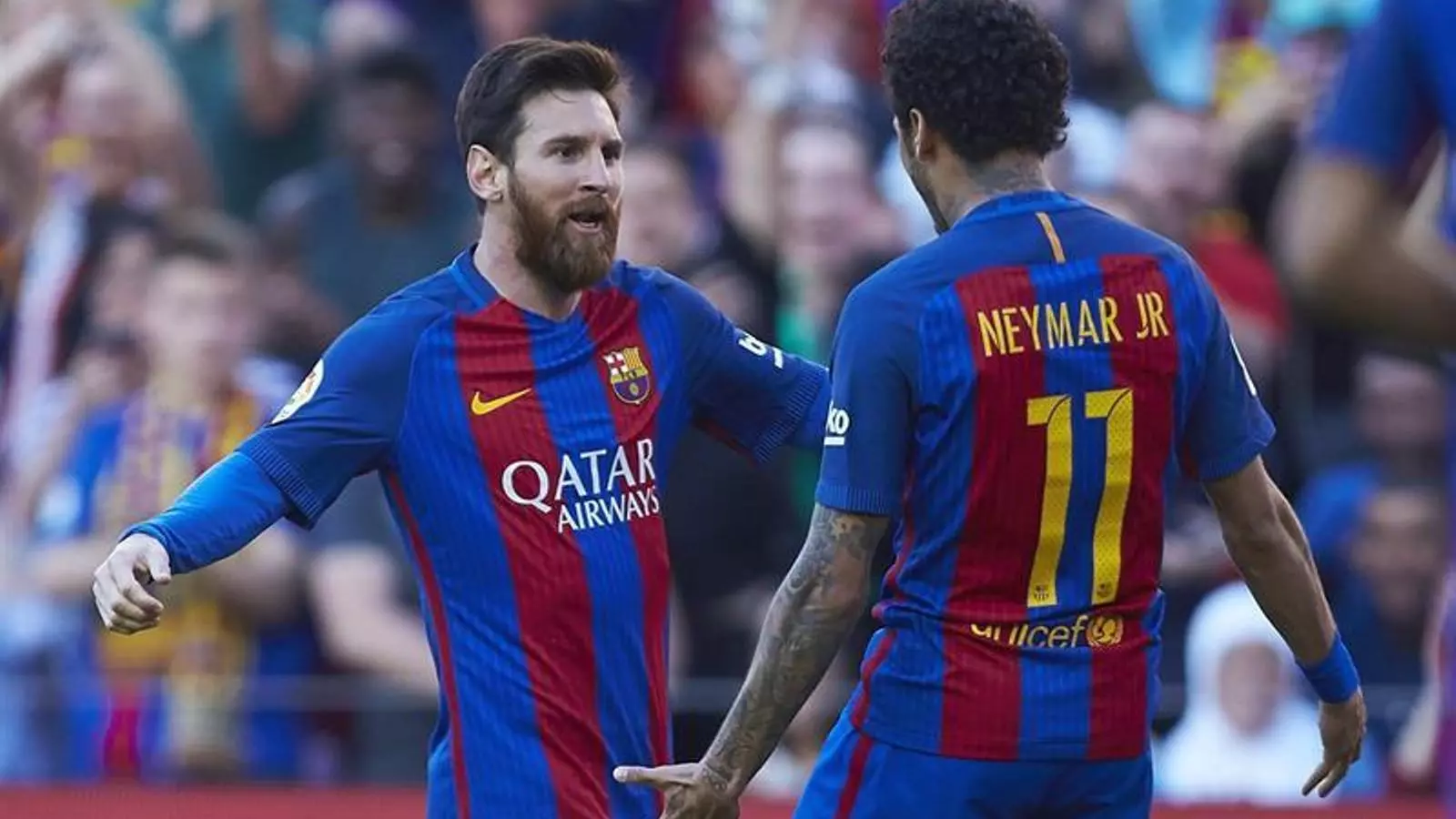 Messi i Neymar, celebrant el segon gol del Barça