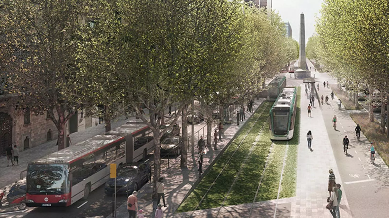 Així quedaria la Diagonal amb la connexió amb tramvia per superfície