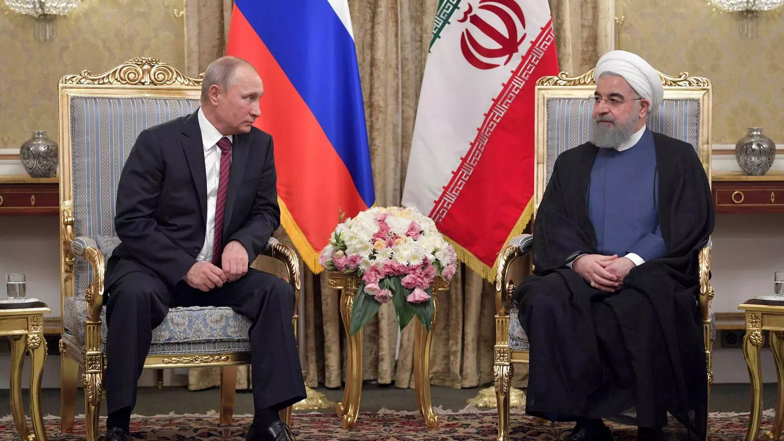 El president rus, Vladimir Putin, i el seu homòleg iranià, Hassan Rouhani, aquest dimarts a Teherán