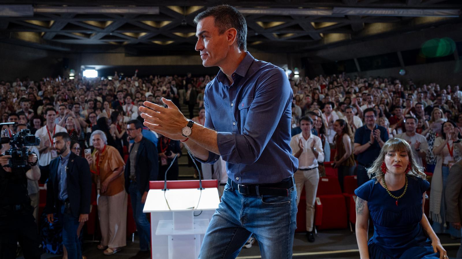El presidente español, Pedro Sánchez, en la clausura del congreso de las juventudes socialistas