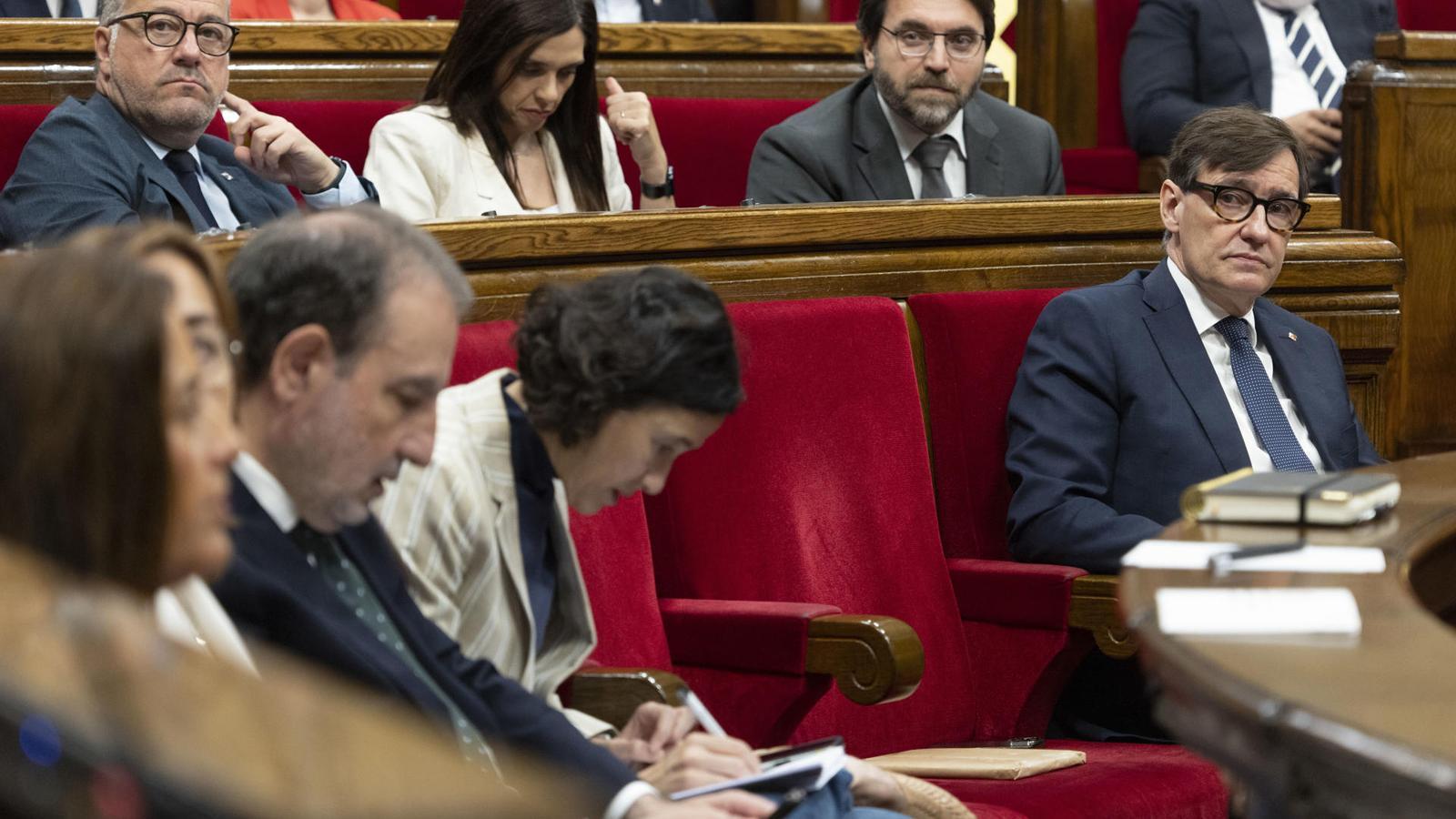 The President of the Generalitat, Salvador Illa, this Wednesday in Parliament