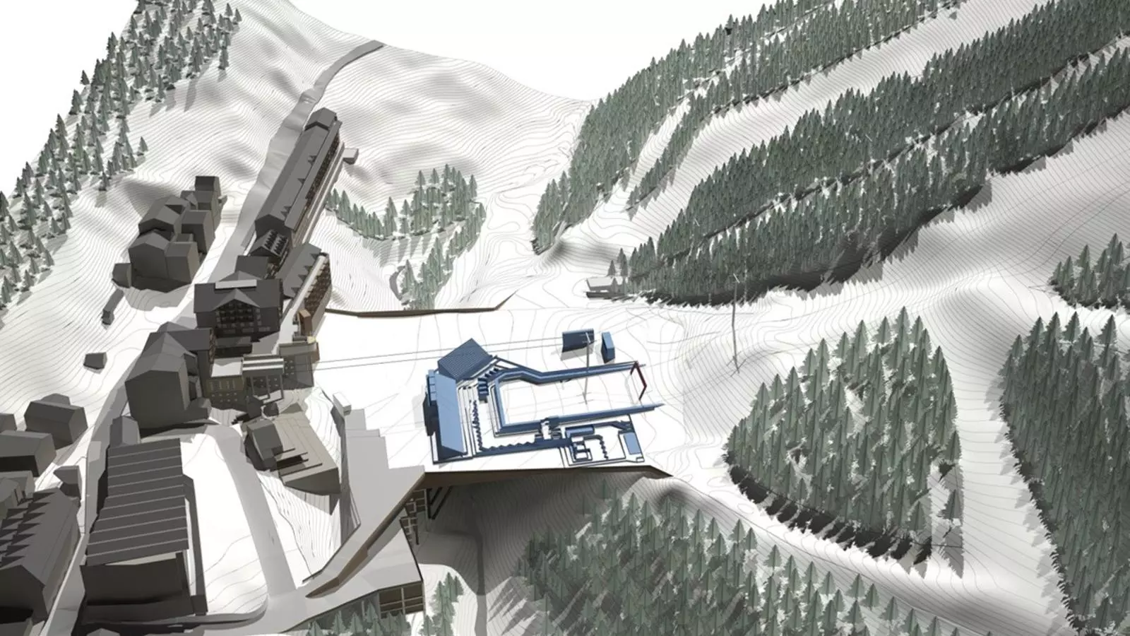 Recreació virtual de la plataforma esquiable de Soldeu, al peu de la pista Avet. / GRANVALIRA-ENSISA