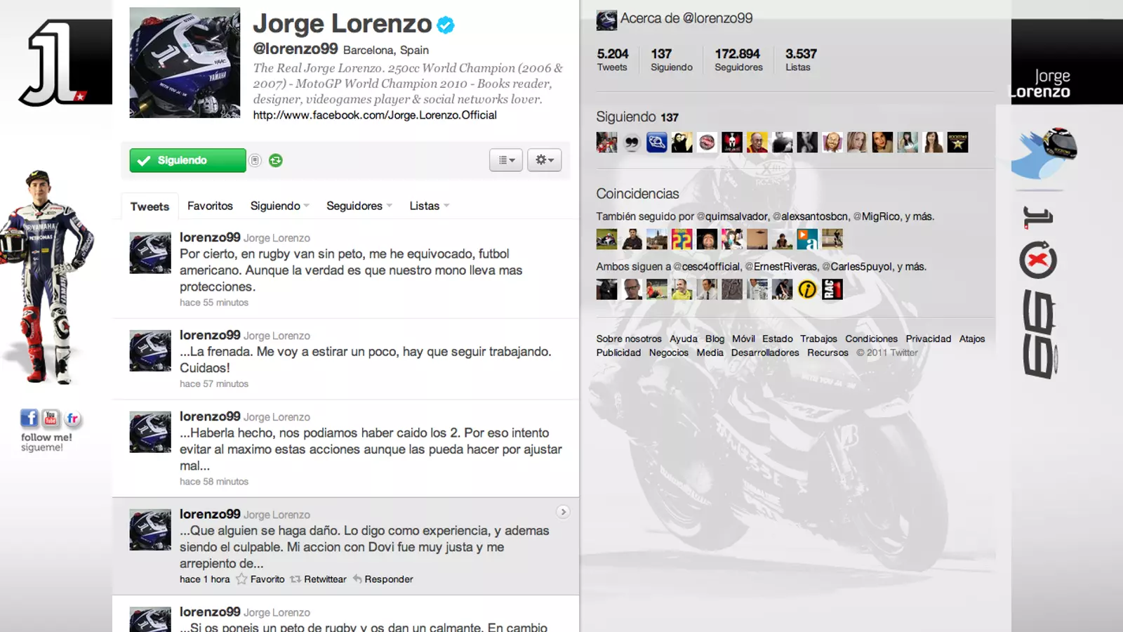 El compte de Twitter de Jorge Lorenzo