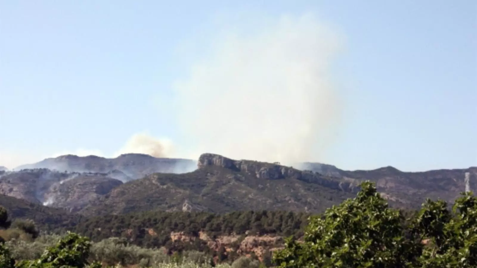 Fum del foc que crema a dalt de la carena de la Serra de Cavalls, a Pinell de Brai, a la Terra Alta / ACN