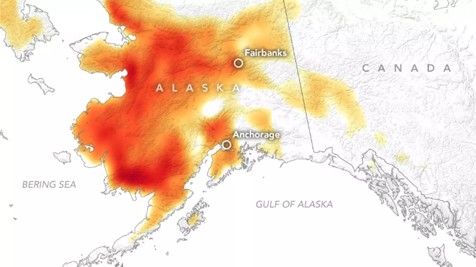 Mapa de temperatures màximes registrades a Alaska / NASA