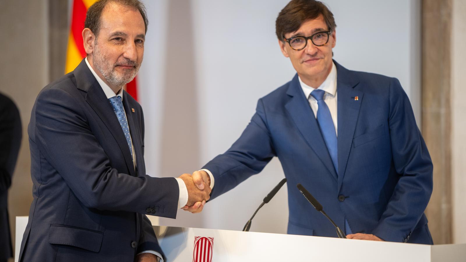 El presidente de la Generalitat, Salvador Illa, y el consejero Ramon Espadaler.