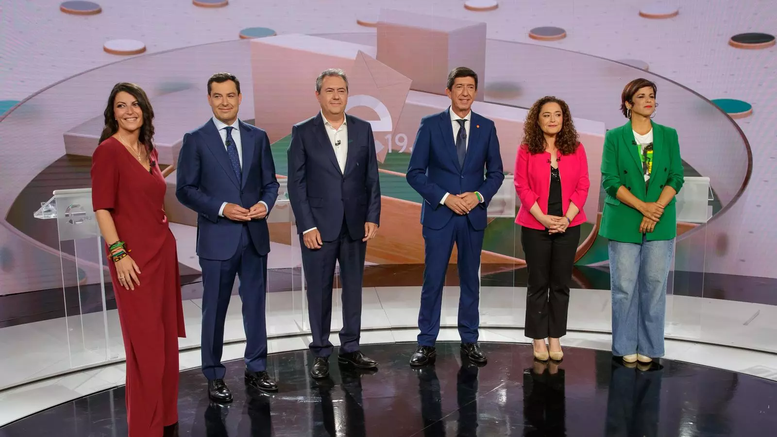 Els sis candidats a la Junda d'Andalusi,al debat de Canal Sur, aquest vespre